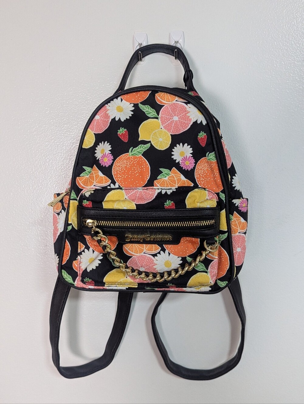 NWT Juicy Couture Black Forbidden Fruit Citrus Mini Backpack
